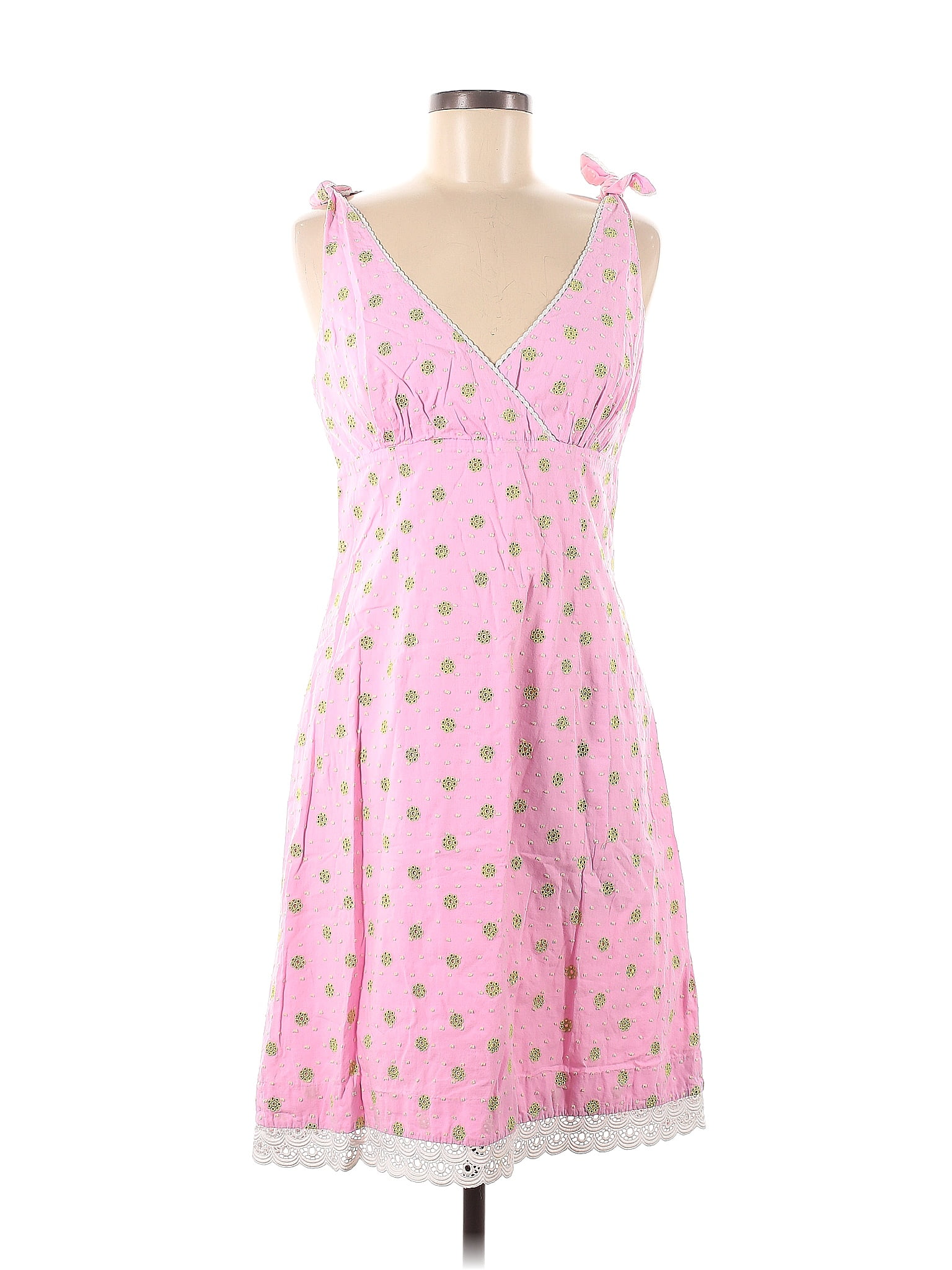 Lilly Pulitzer 100 Cotton Polka Dots Pink Casual Dress Size 10 68