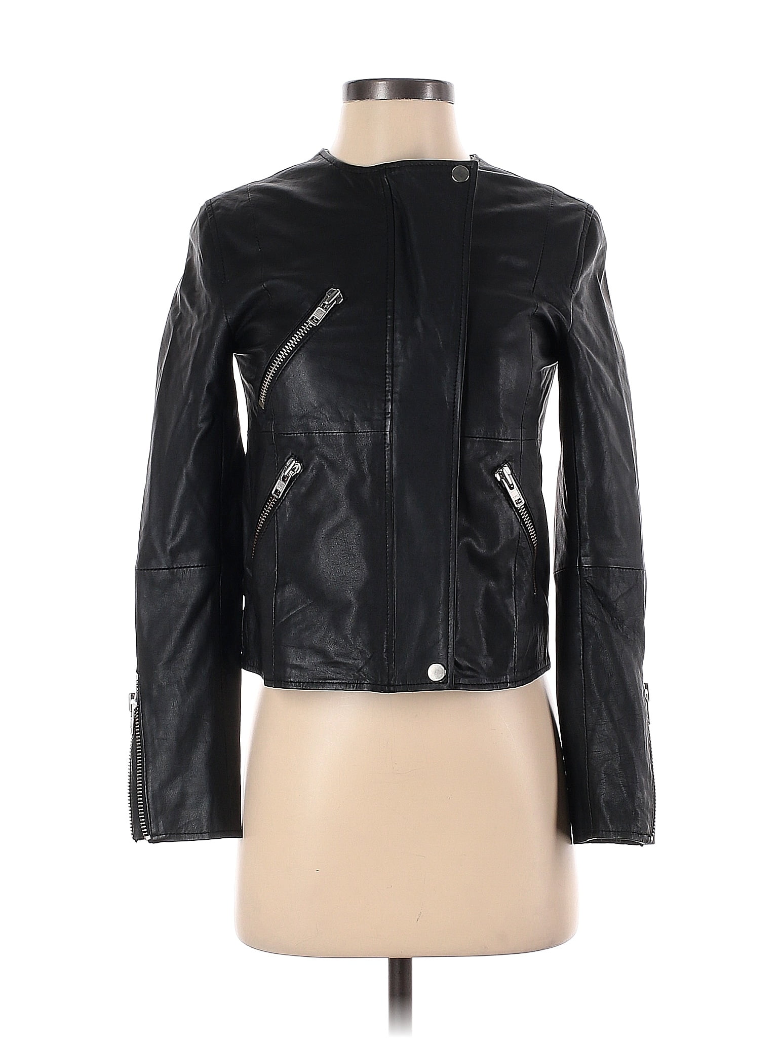 Deadwood 100% Leather Solid Black Leather Jacket Size 34 (EU) - 78% off ...