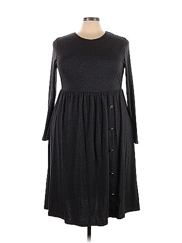 Emery Rose Solid Black Casual Dress Size 4X (Plus) - 52% off