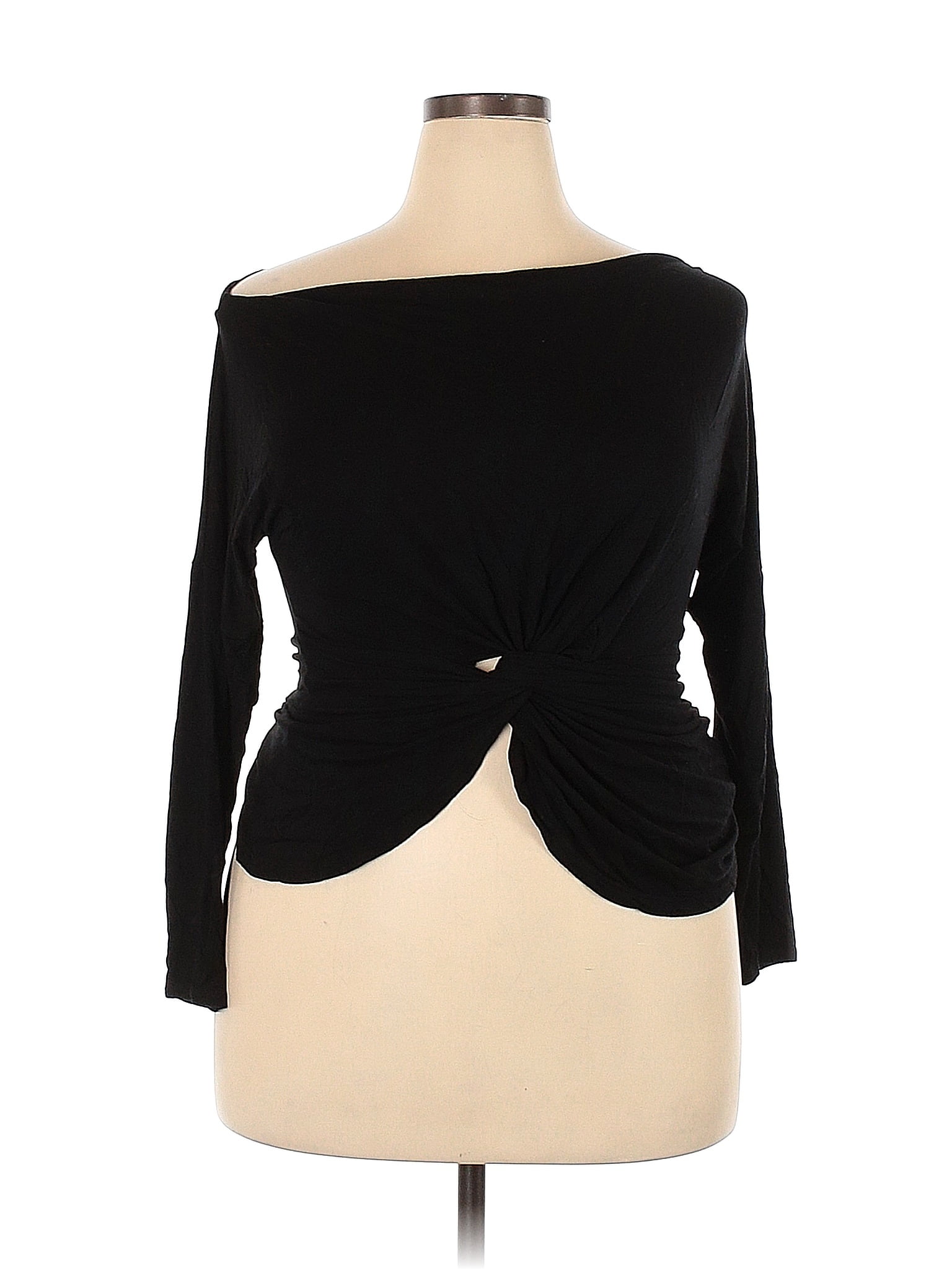 Fashion Nova Polka Dots Black 3/4 Sleeve Blouse Size 2X (Plus) - 40% ...