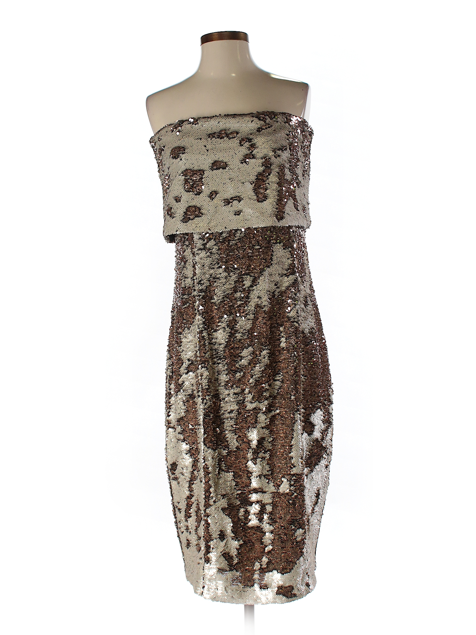Lavish Alice 100% Polyester Metallic Tan Cocktail Dress Size 12 - 73%
