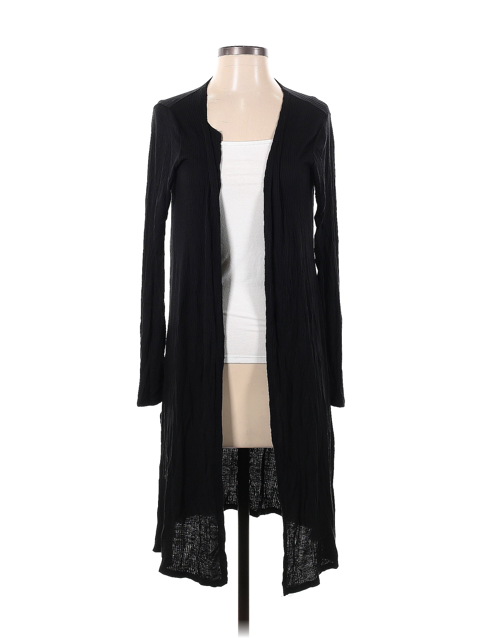 Live in the Moment Color Block Solid Black Cardigan Size S - 50% off