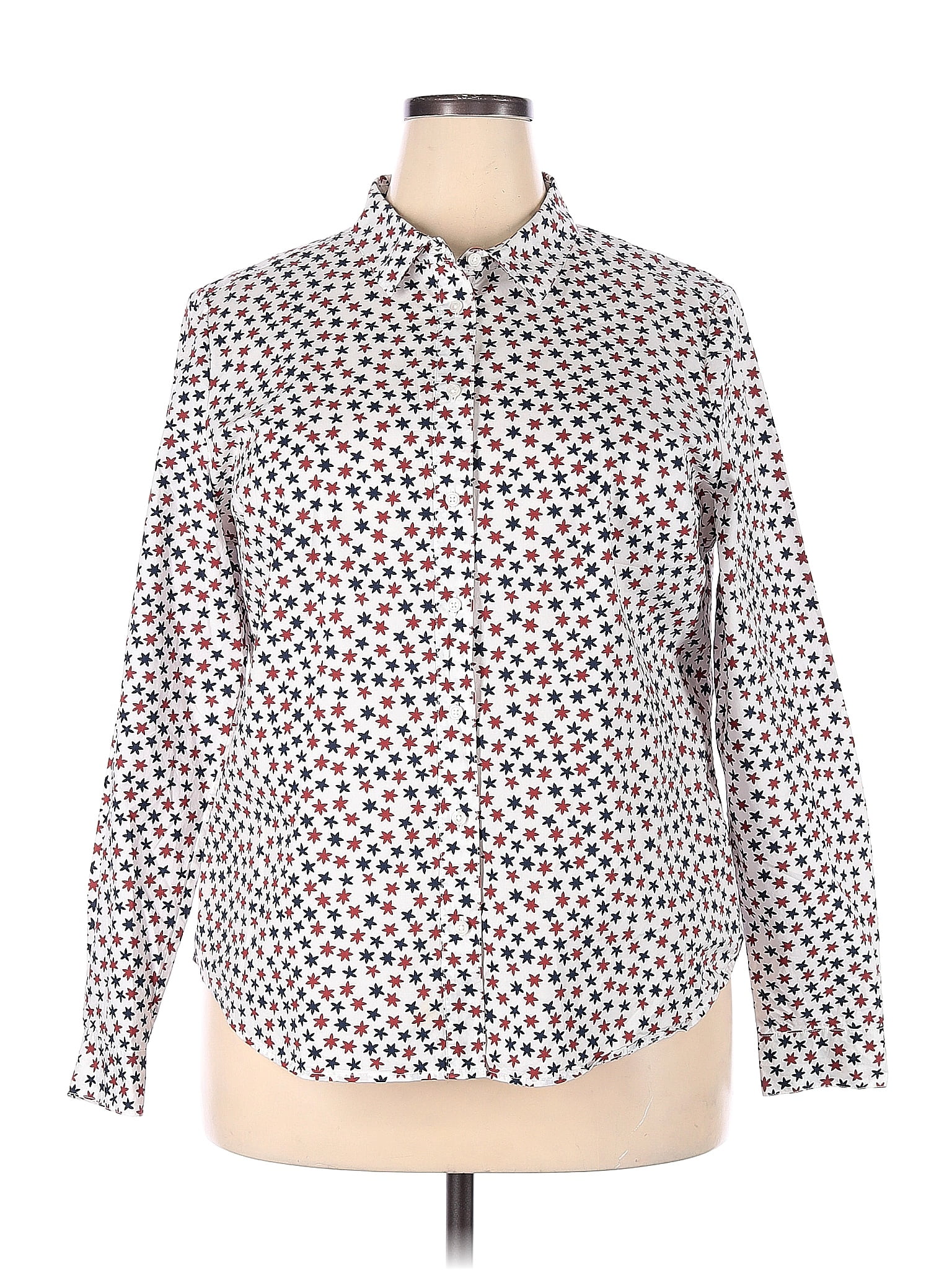 Boden 100% Cotton Polka Dots White Long Sleeve Button-Down Shirt Size ...