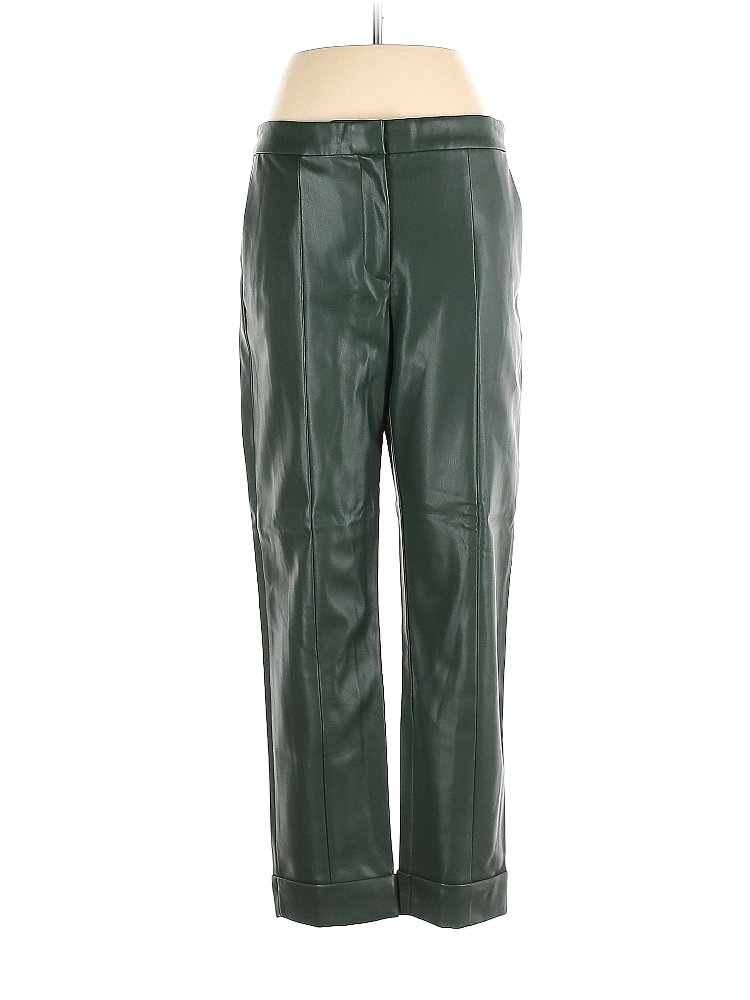 Ann Taylor 100% Polyester Solid Green Faux Leather Pants Size 6 - 77% ...