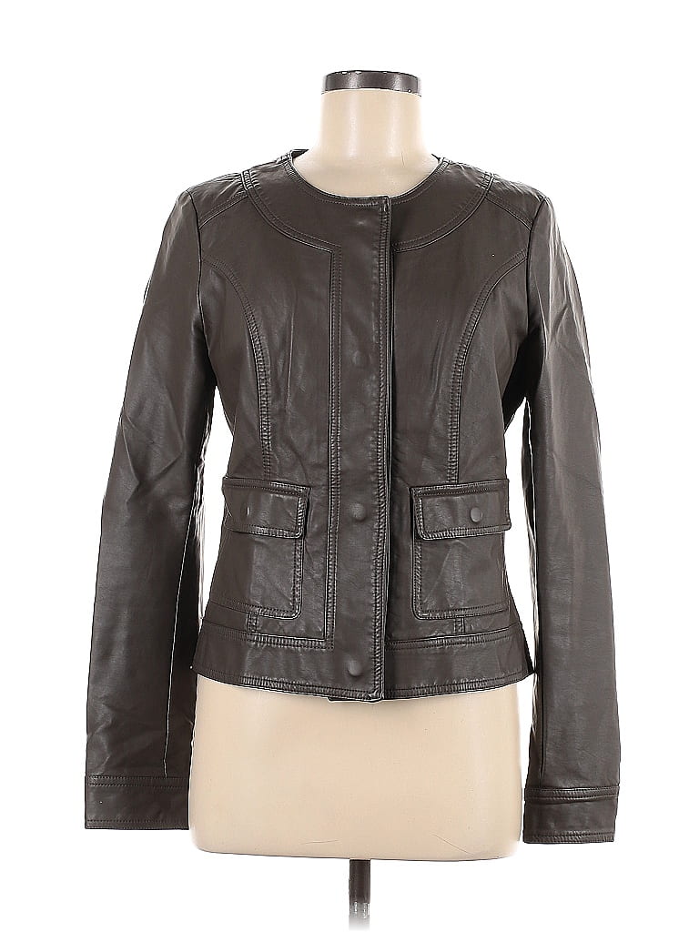 Kut from the Kloth 100% Polyurethane Solid Brown Faux Leather Jacket ...