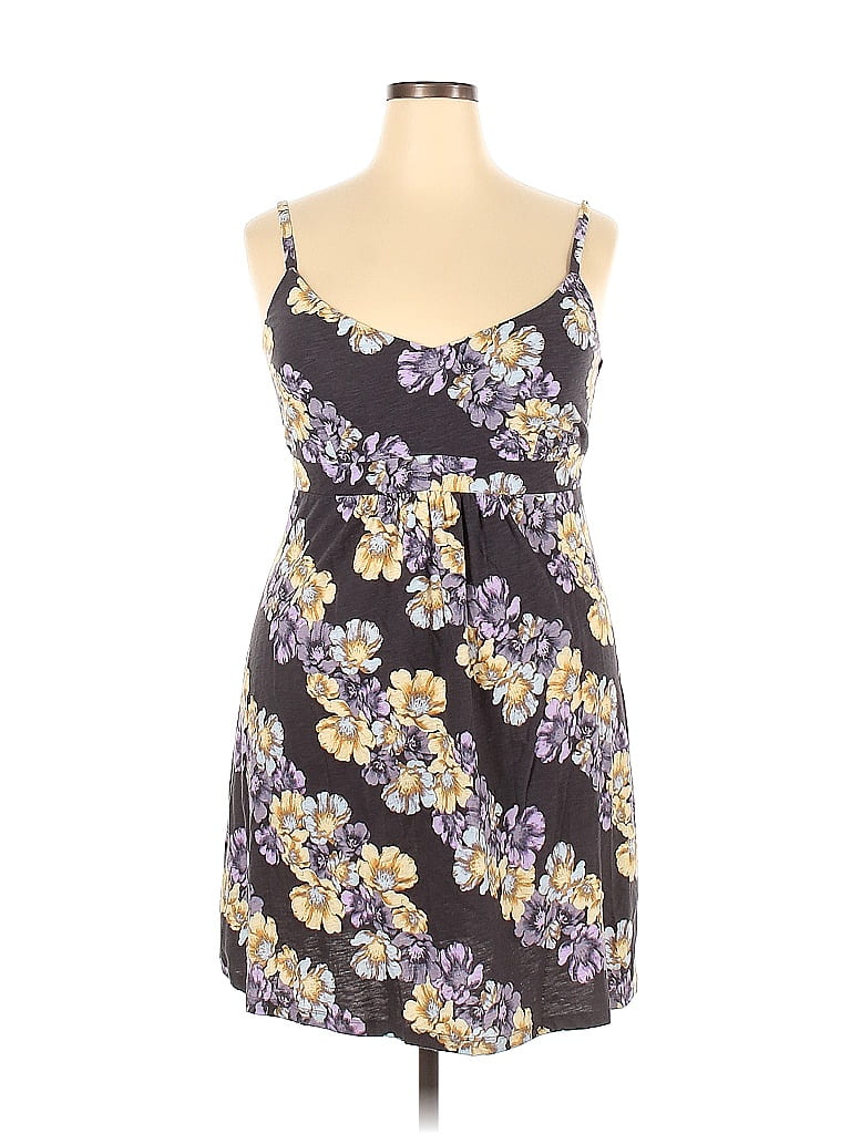 Tommy Bahama 100% Cotton Floral Multi Color Purple Casual Dress Size XL ...