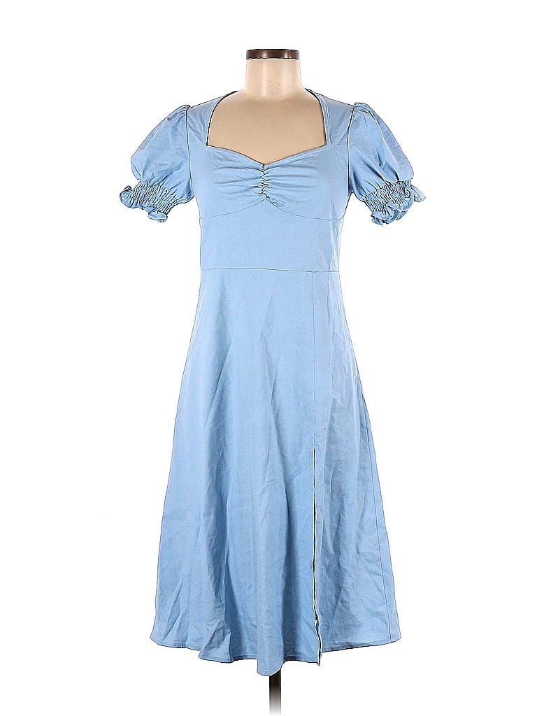 Cider Solid Blue Casual Dress Size M - 60% off | thredUP