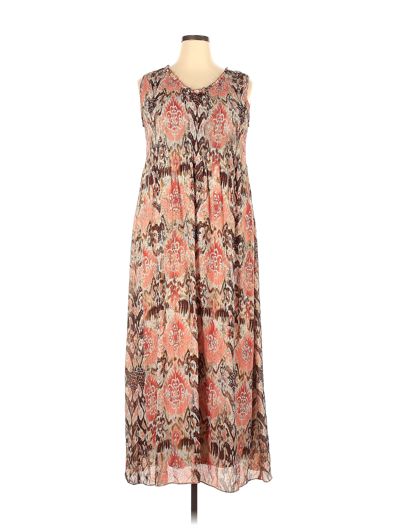 Isabella Bird 100 Polyester Multi Color Brown Casual Dress Size XL