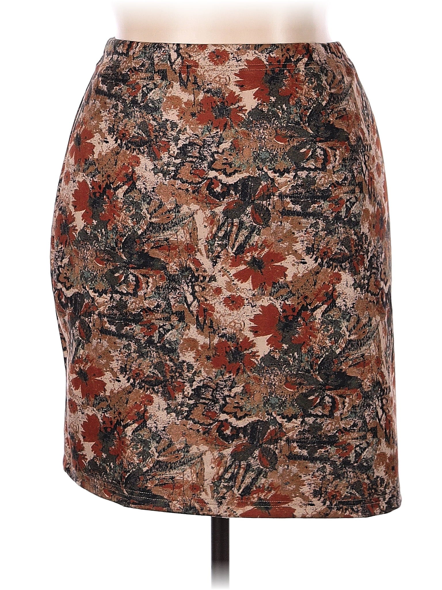 Shein 100% Polyester Floral Multi Color Brown Casual Skirt Size 5X ...