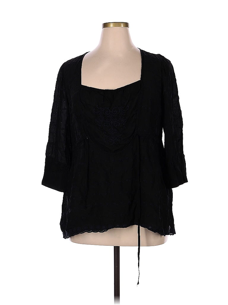 Johnny Was 100% Rayon Solid Black Long Sleeve Blouse Size XL - photo 1
