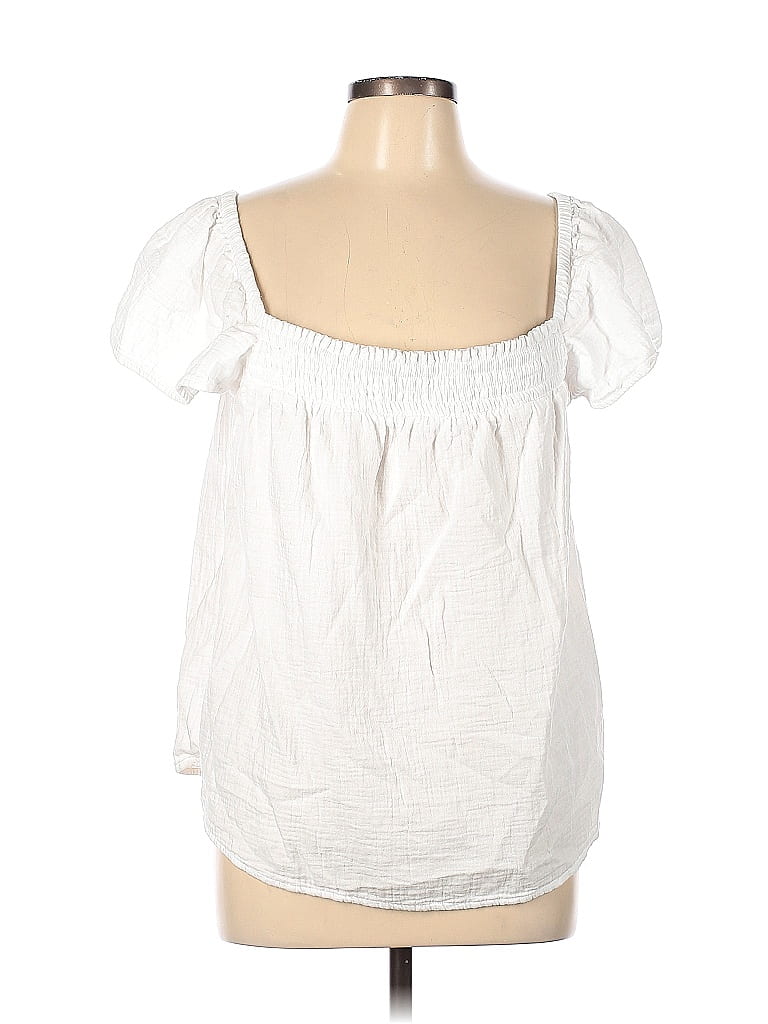 J.Crew Factory Store 100% Cotton Solid White Short Sleeve Top Size L ...