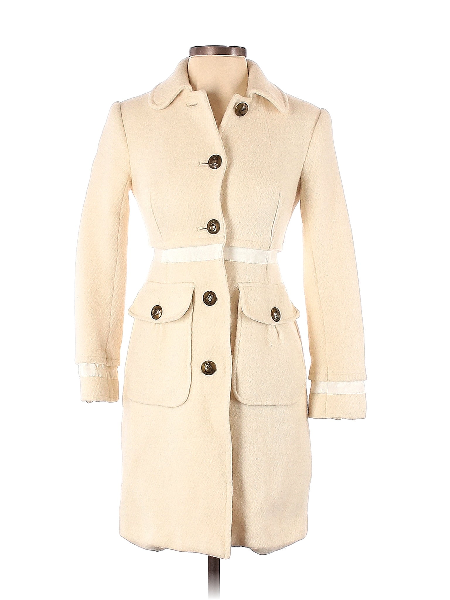 Juicy Couture Solid Tan Ivory Wool Coat Size P - 72% off | thredUP