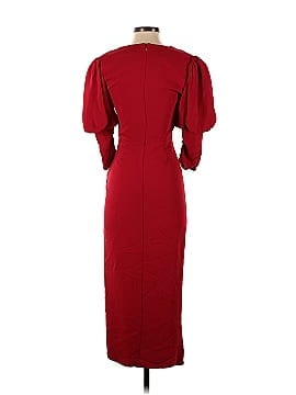 Self-Portrait Red Ruched Midi Dress (view 2)