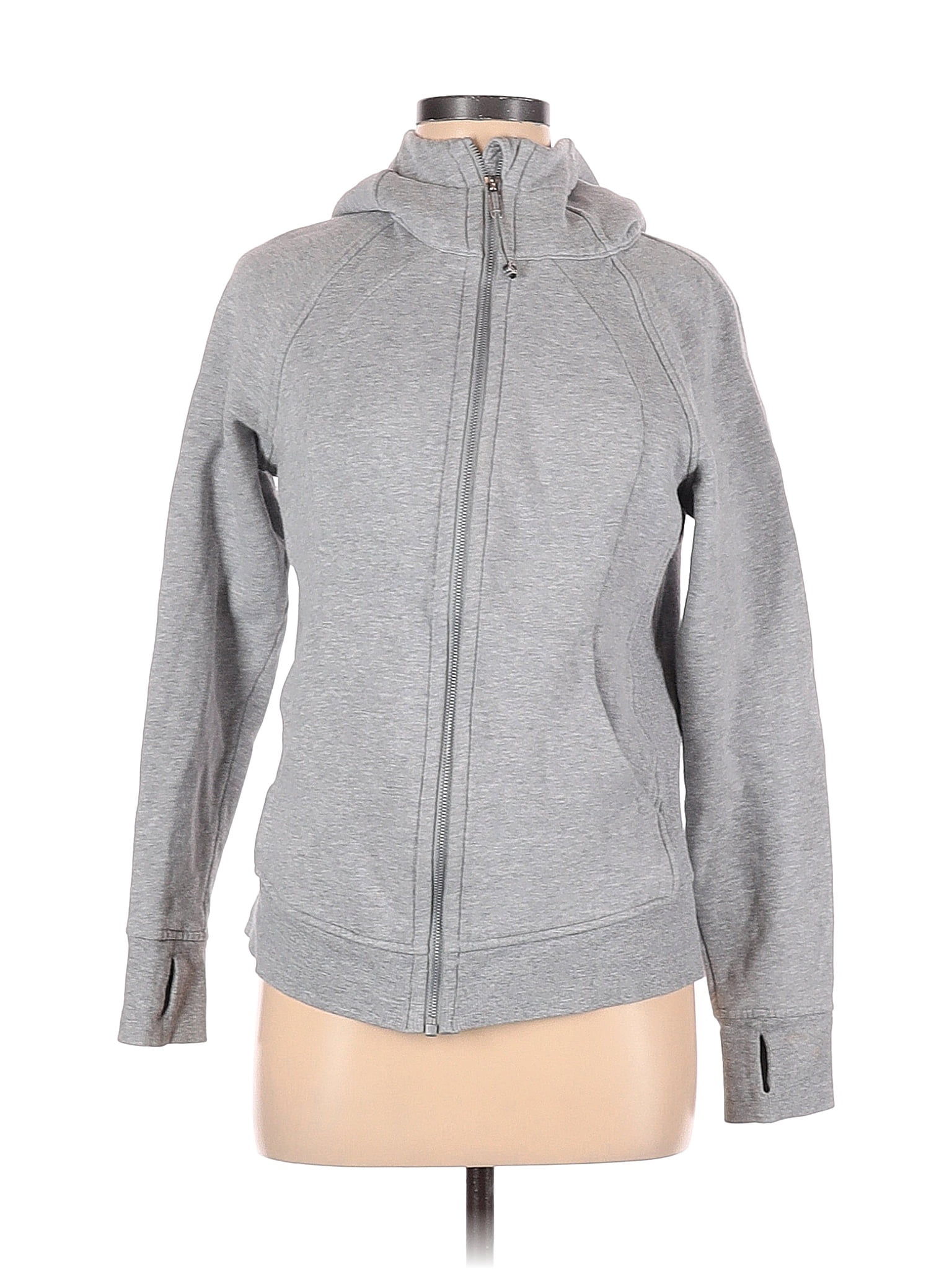 Lululemon Athletica Solid Gray Zip Up Hoodie Size 8 - 47% off