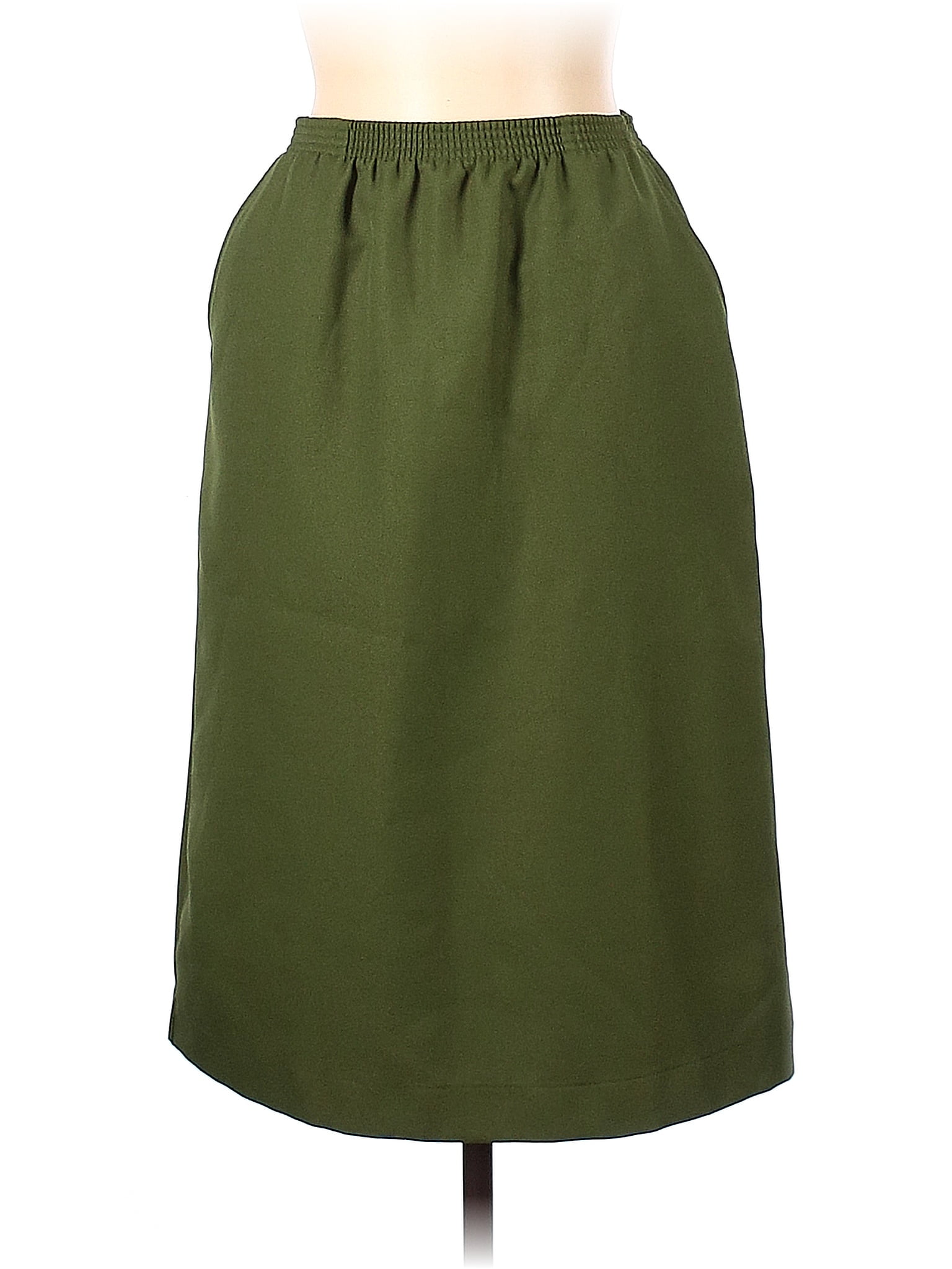 Blair 100 Polyester Solid Green Casual Skirt Size 12 54 off thredUP