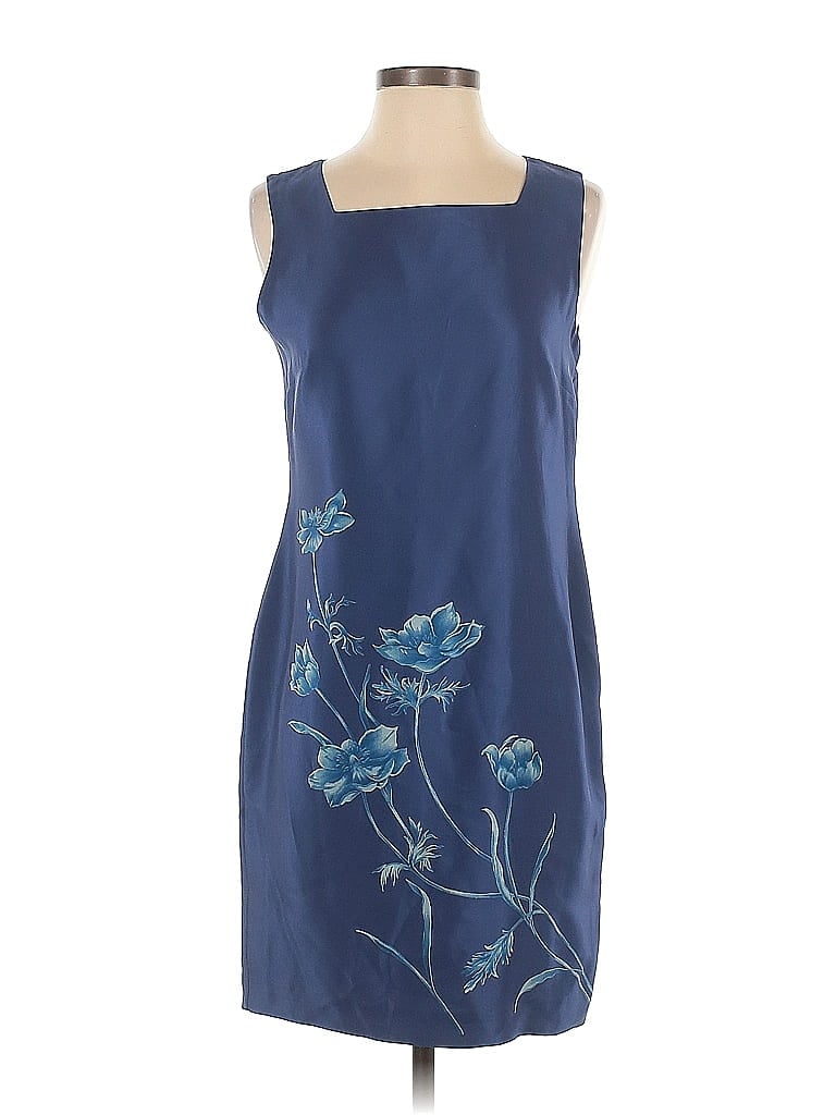 Casual Corner Annex 100% Acetate Floral Motif Graphic Blue Casual Dress Size 4 - photo 1
