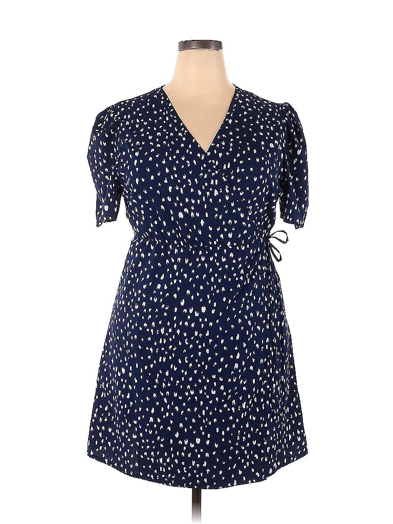 Shein 100% Polyester Polka Dots Blue Casual Dress Size 2X (Plus) - photo 1