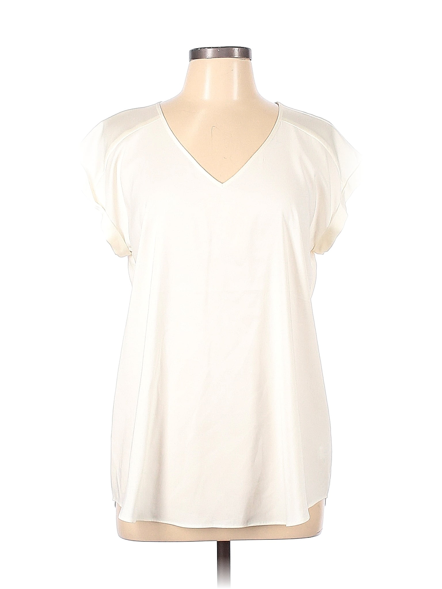 Express Outlet Solid Ivory Short Sleeve Blouse Size L 48 Off Thredup