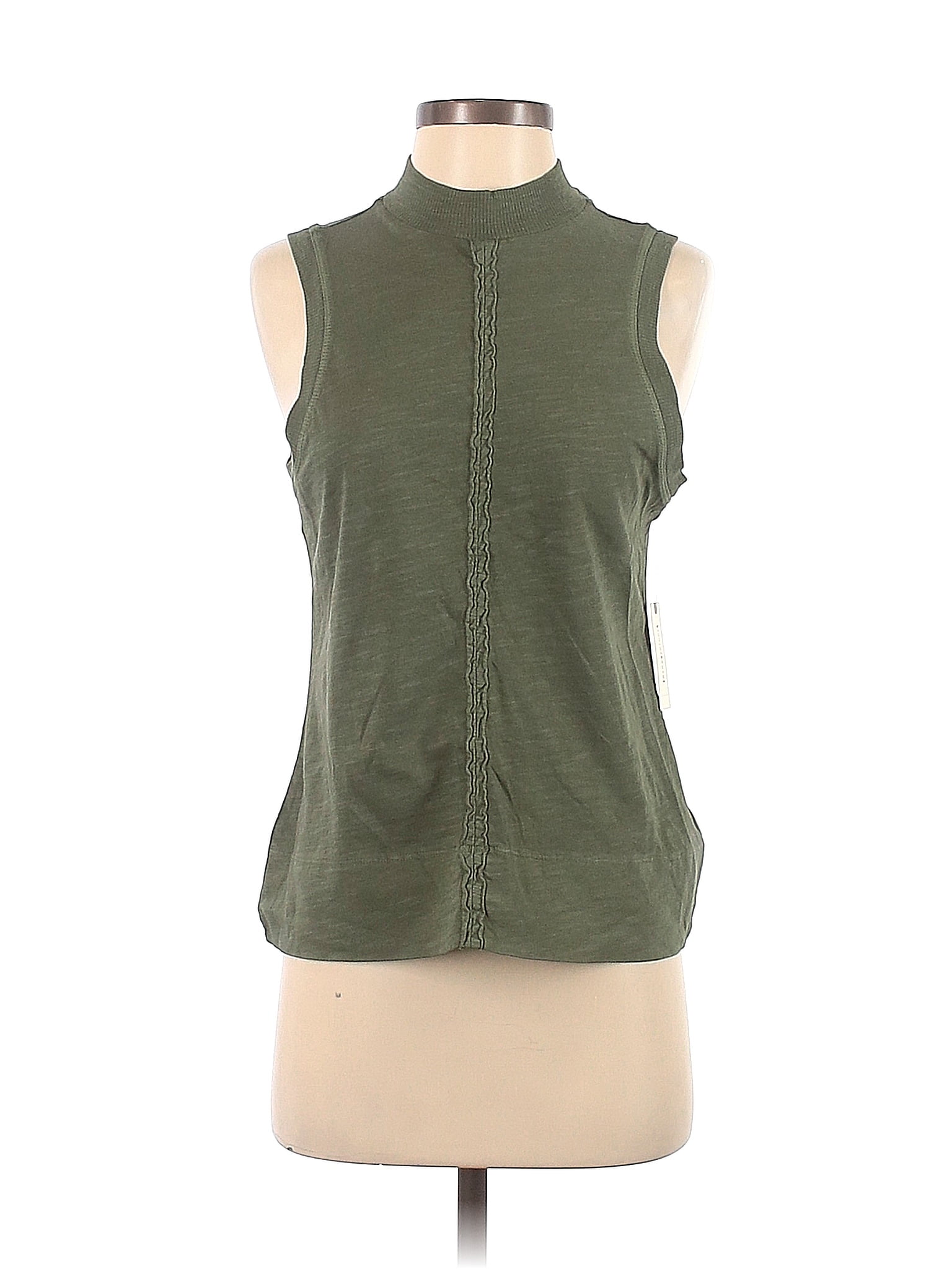 Anthropologie 100% Cotton Solid Green Sleeveless T-Shirt Size XS - 58% ...