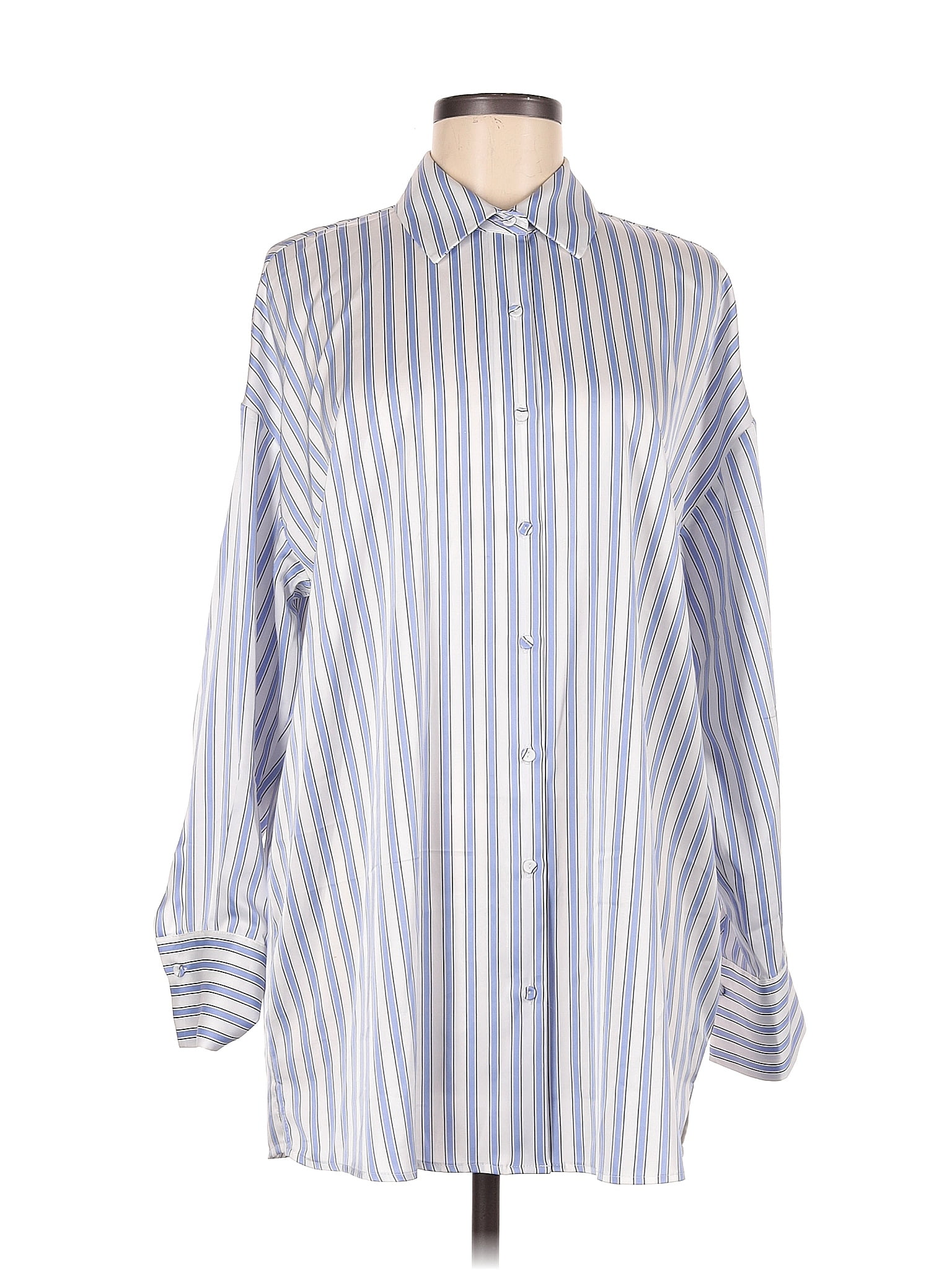 Maison d' Amelie Stripes Multi Color Blue Long Sleeve Button-Down Shirt ...
