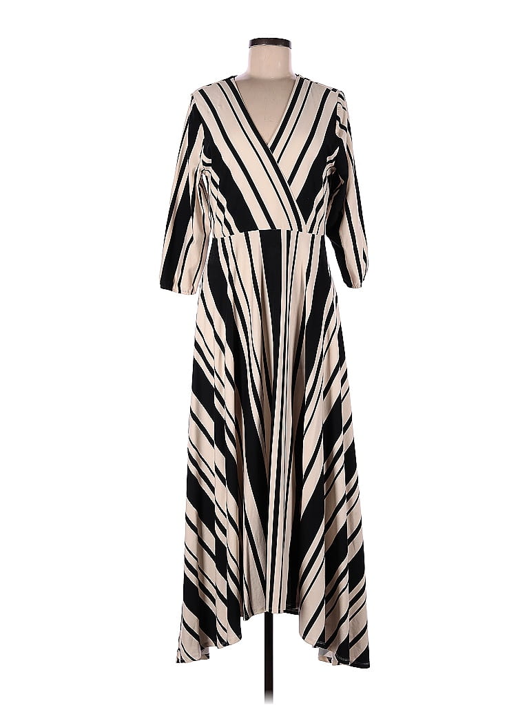 Soft Surroundings Stripes Multi Color Ivory Casual Dress Size M - 59% ...