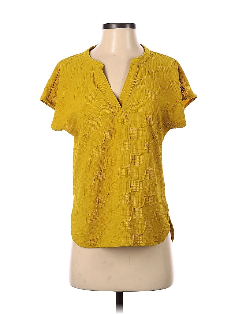 Alfani Yellow Short Sleeve Blouse Size P (Petite) - photo 1