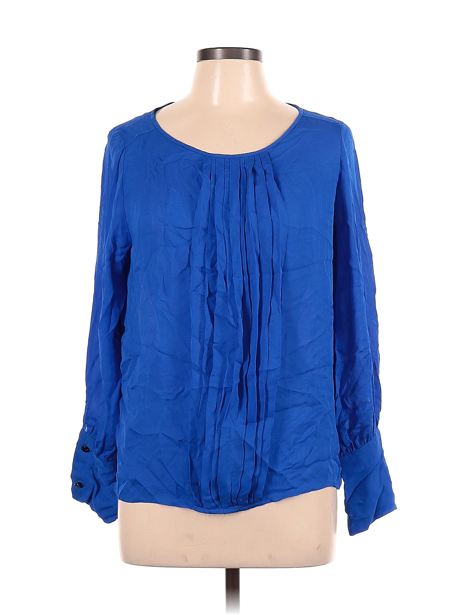 Nili Lotan 100 Silk Blue Long Sleeve Blouse Size M 81 Off Thredup