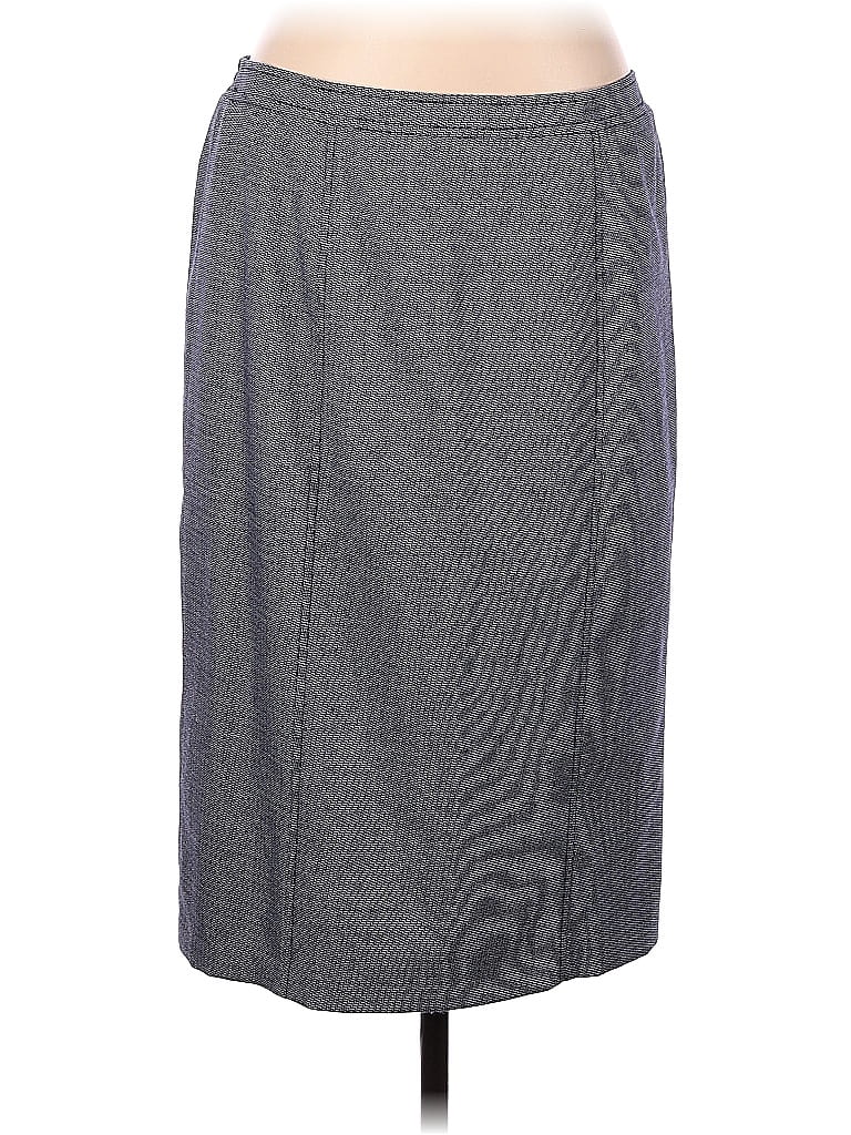 Weill Marled Chevron-herringbone Gray Wool Skirt Size 16 - photo 1