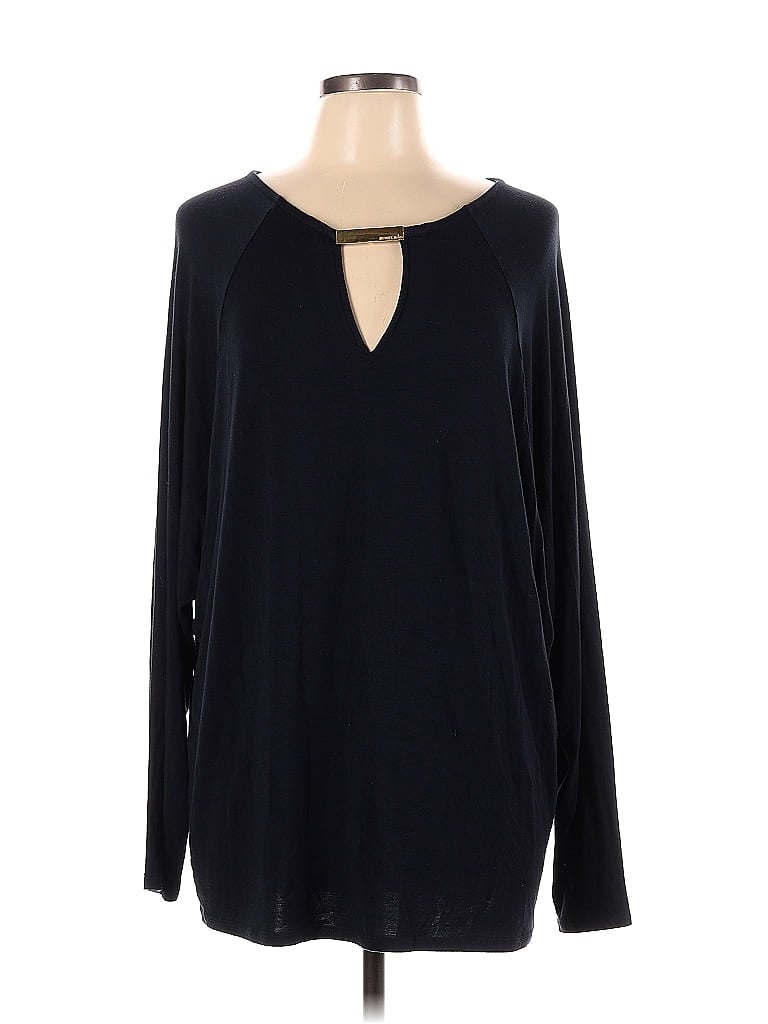 Michael Michael Kors Solid Navy Black Long Sleeve Top Size Xl 72 Off