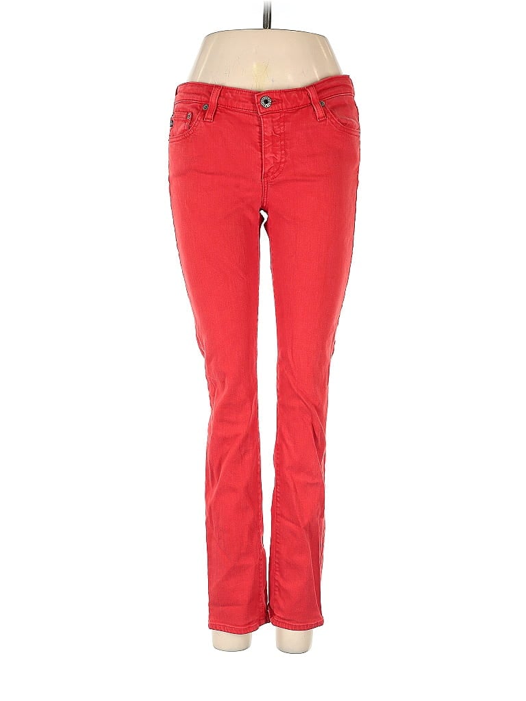 Adriano Goldschmied Hearts Color Block Chevron Red Jeans 28 Waist - photo 1