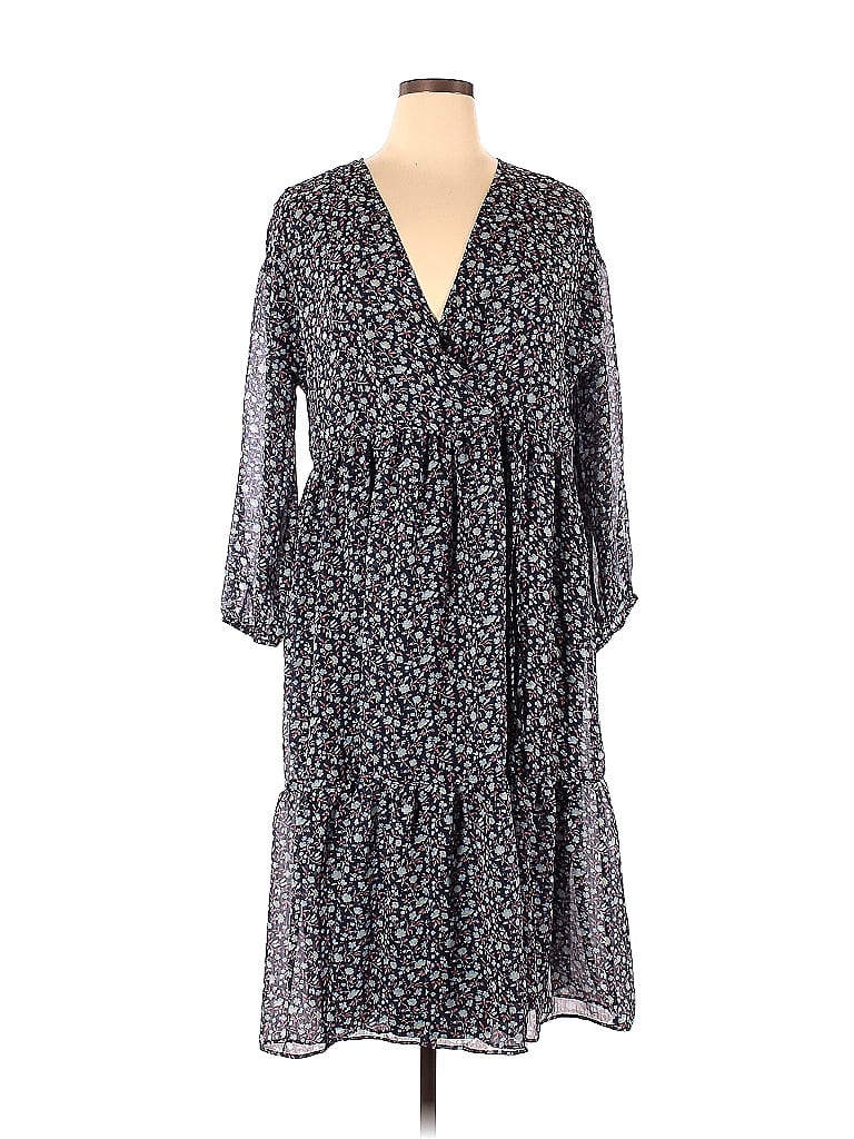 Madewell 100% Polyester Floral Multi Color Black Casual Dress Size XL ...