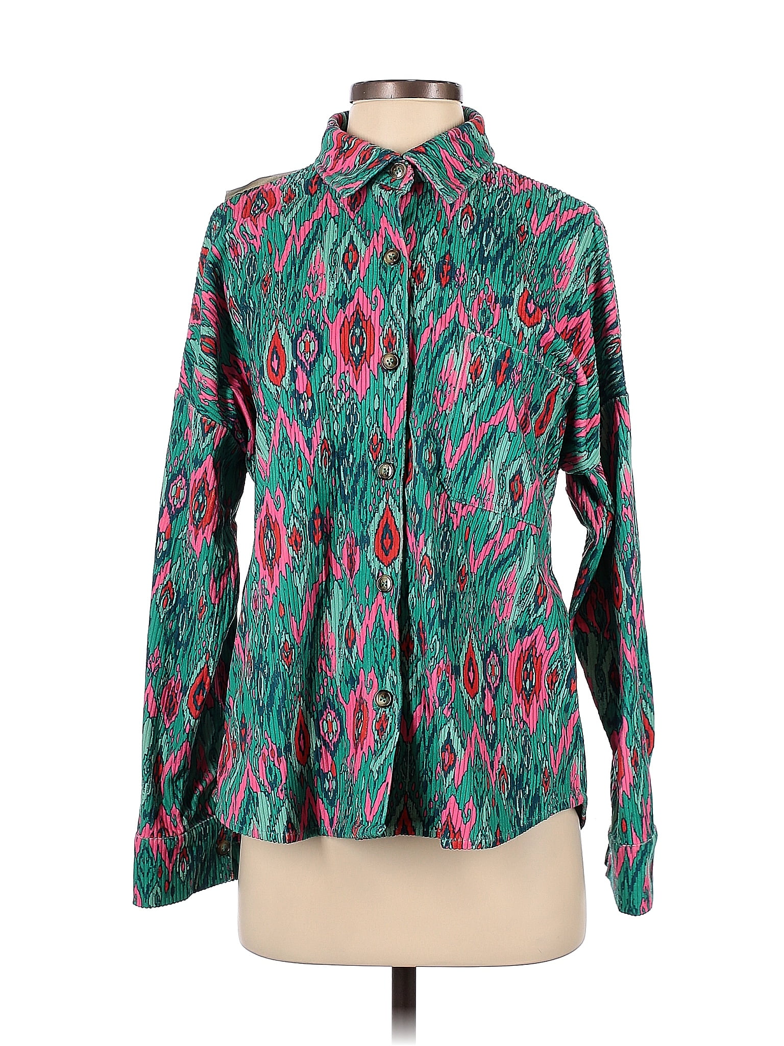 Savanna Jane 100 Polyester Teal Long Sleeve Blouse Size S 66 Off