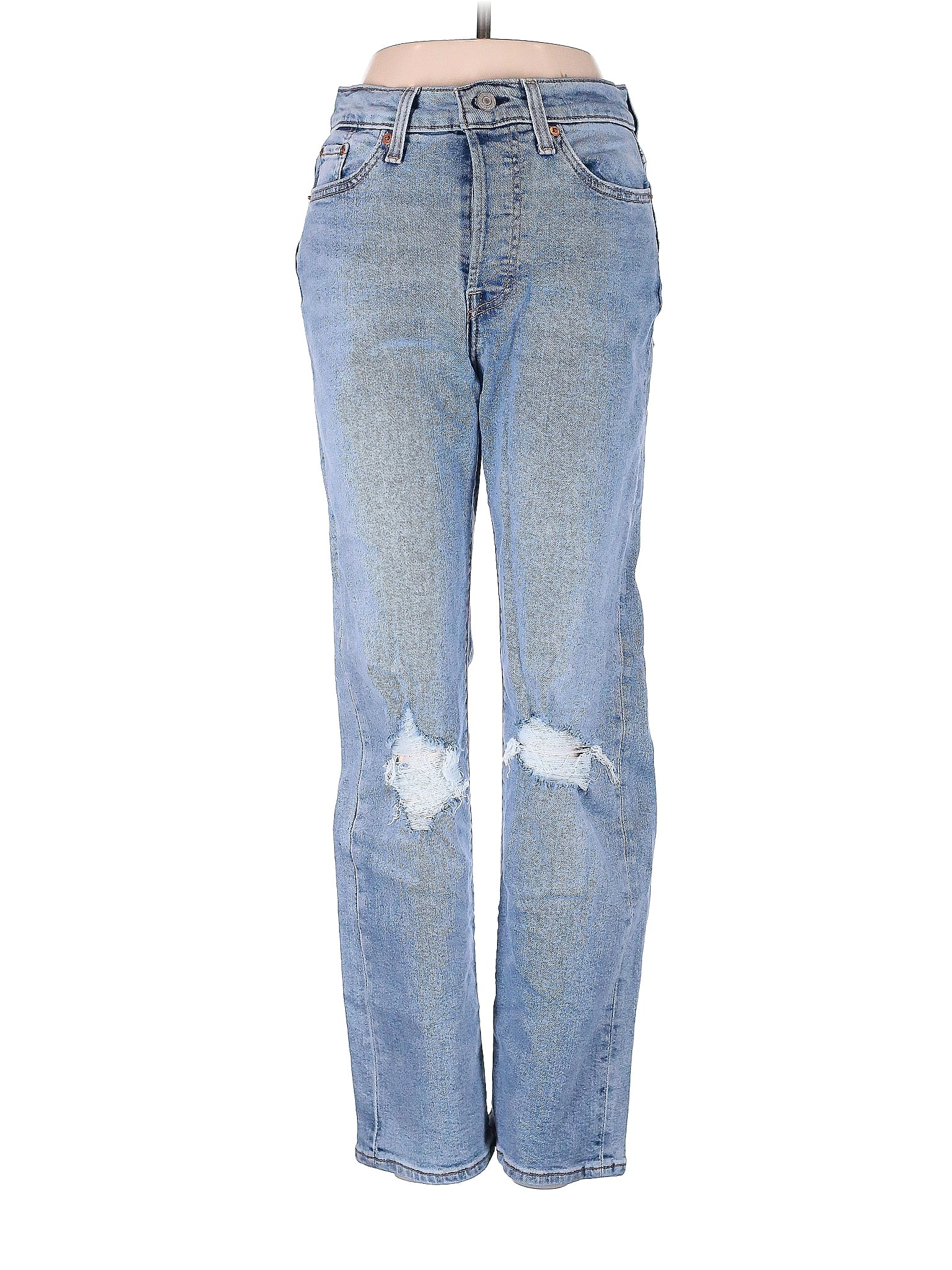 Levi's Solid Blue Jeans 28 Waist - 59% off | thredUP