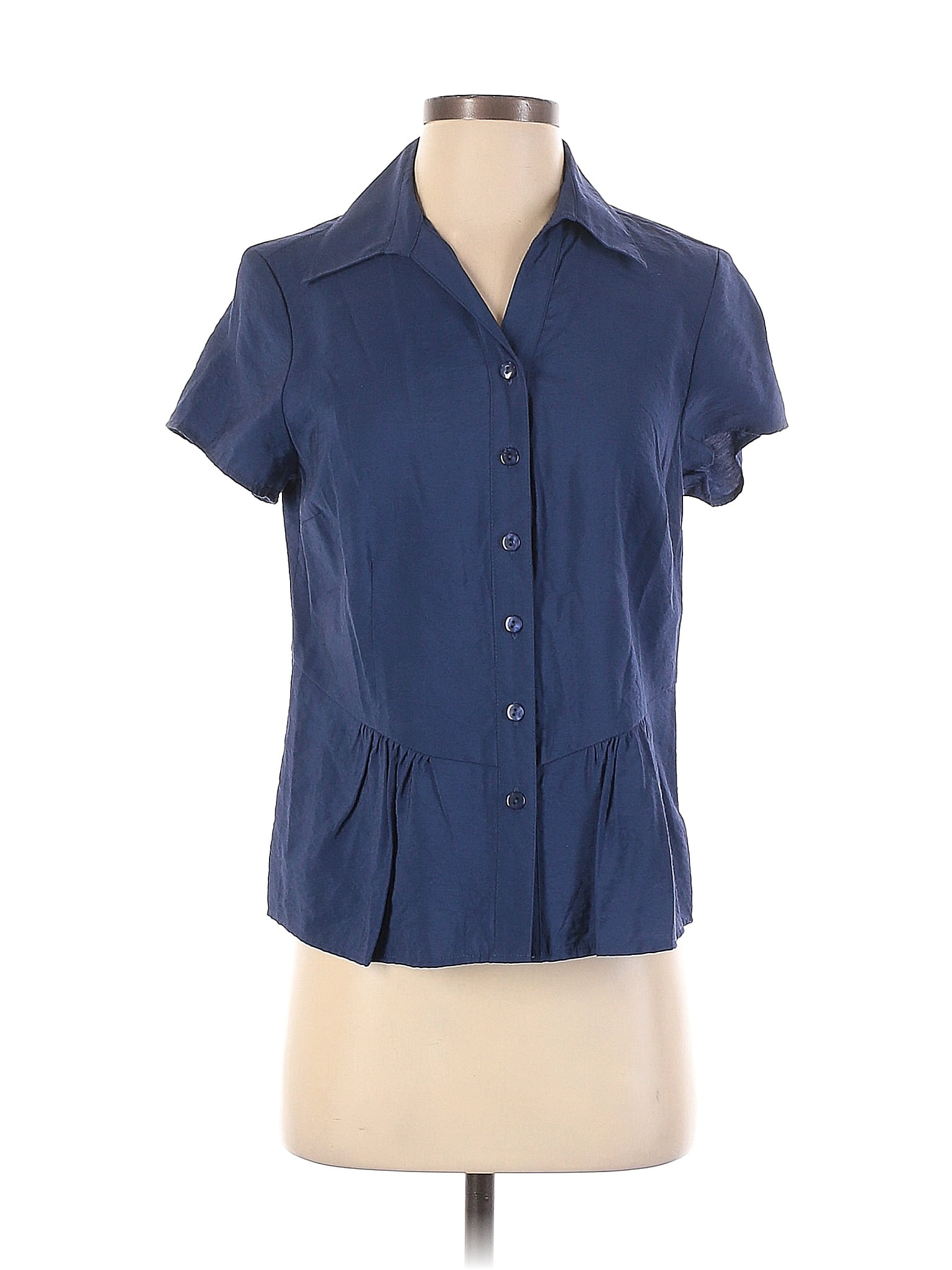 Coldwater Creek Blue Short Sleeve Button-Down Shirt Size S (Petite ...