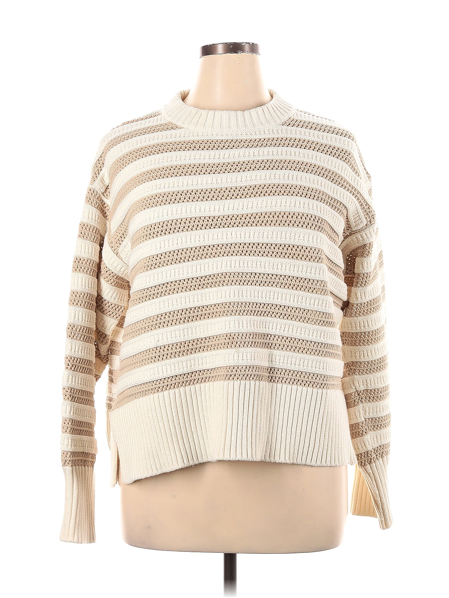 H&M Color Block Stripes Tan Pullover Sweater Size XL 44 off thredUP