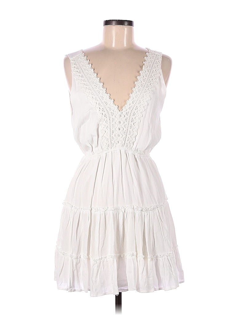 Ocean Drive Clothing Co. 100% Rayon Solid White Casual Dress Size M ...
