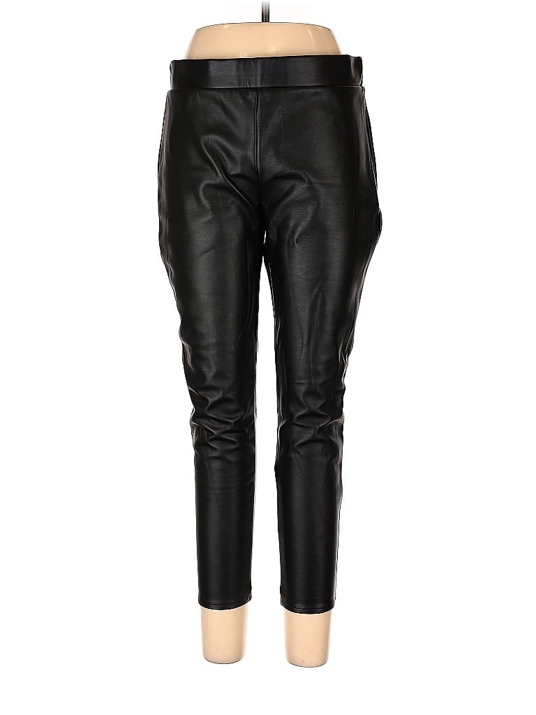 Ann Taylor LOFT Solid Black Faux Leather Pants Size L - 71% off | thredUP