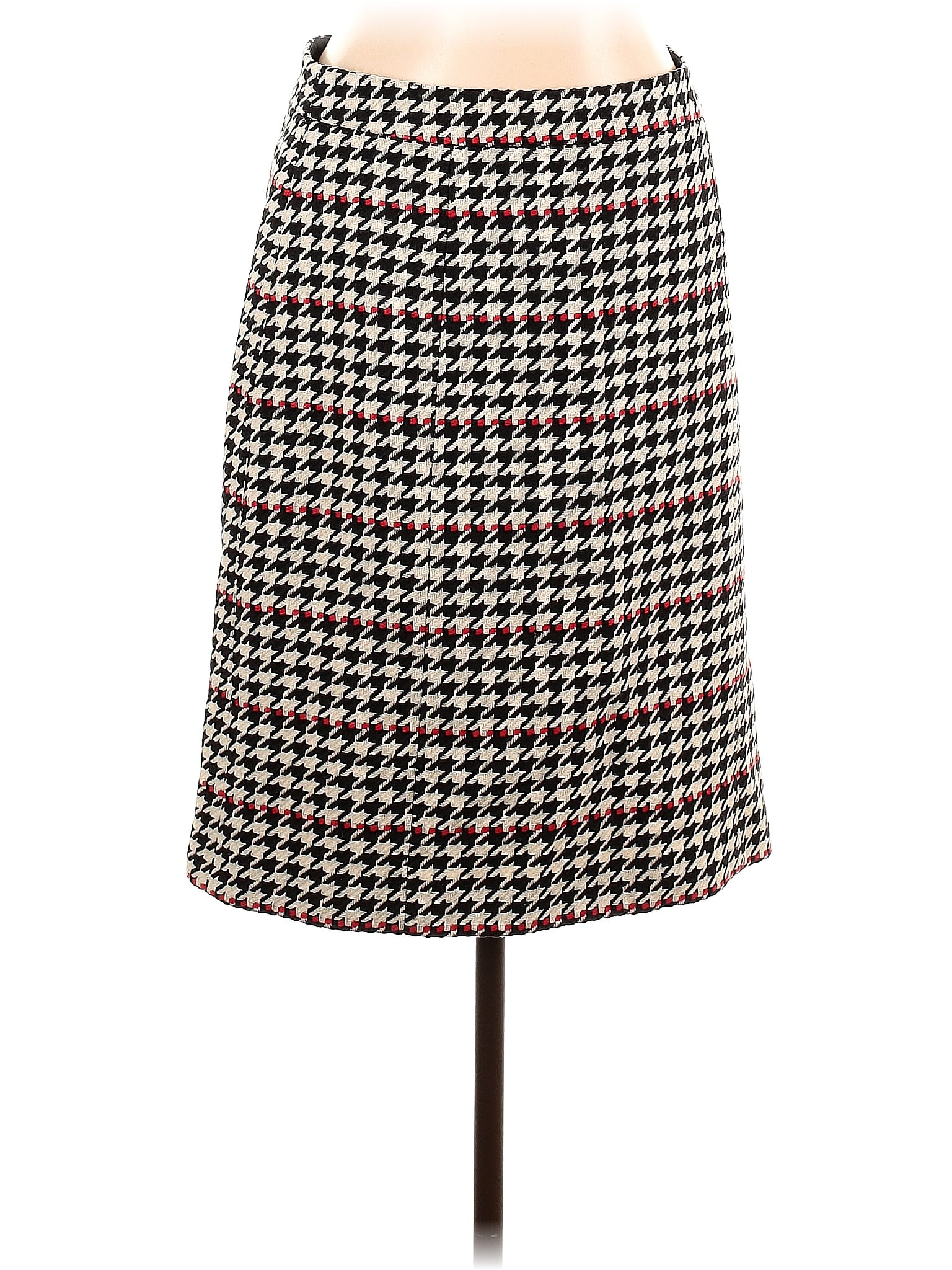 BOSS by HUGO BOSS Houndstooth Multi Color Burgundy Casual Skirt Size 12