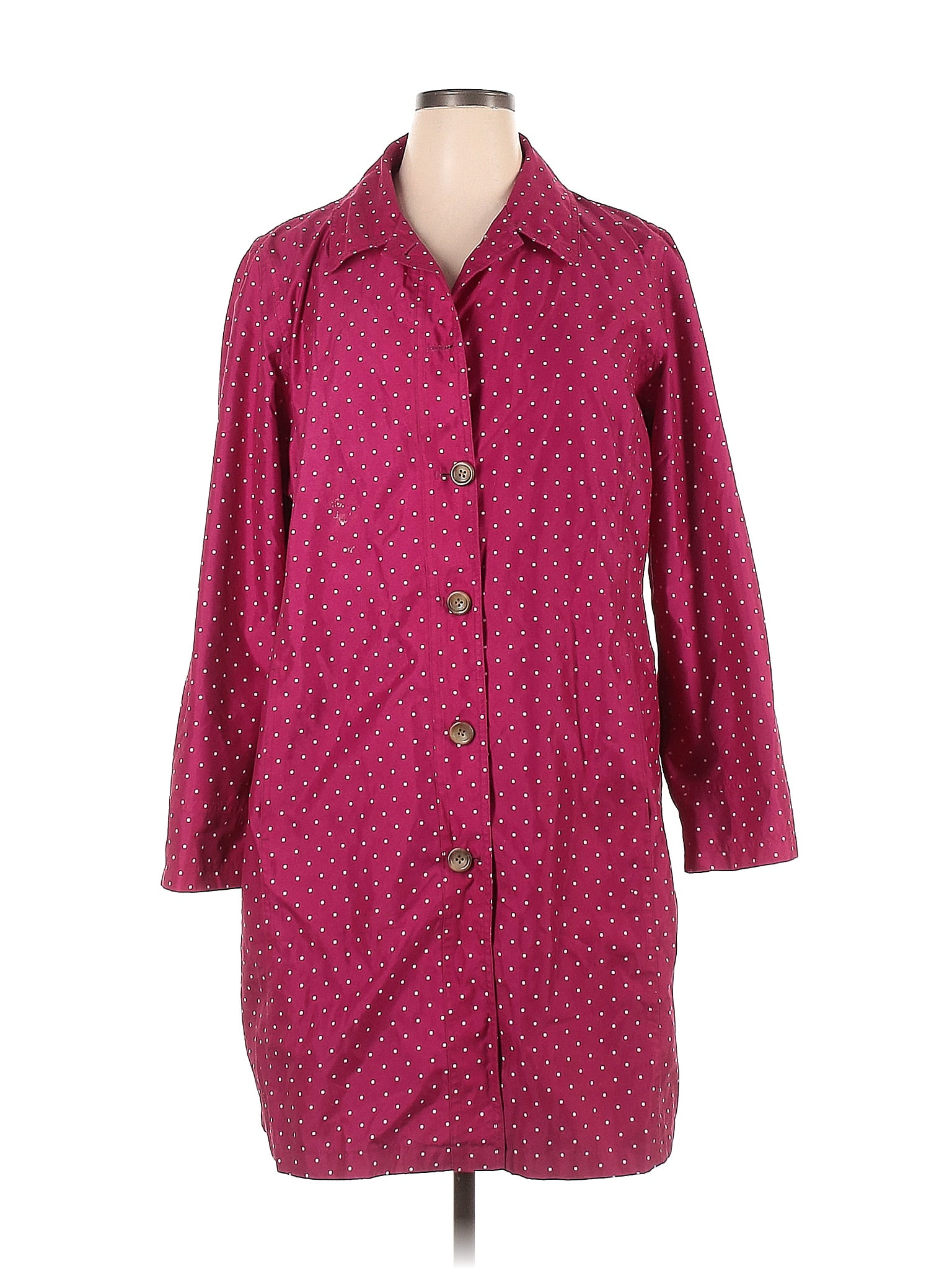 Lands' End 100 Polyester Polka Dots Pink Jacket Size XL 71 off