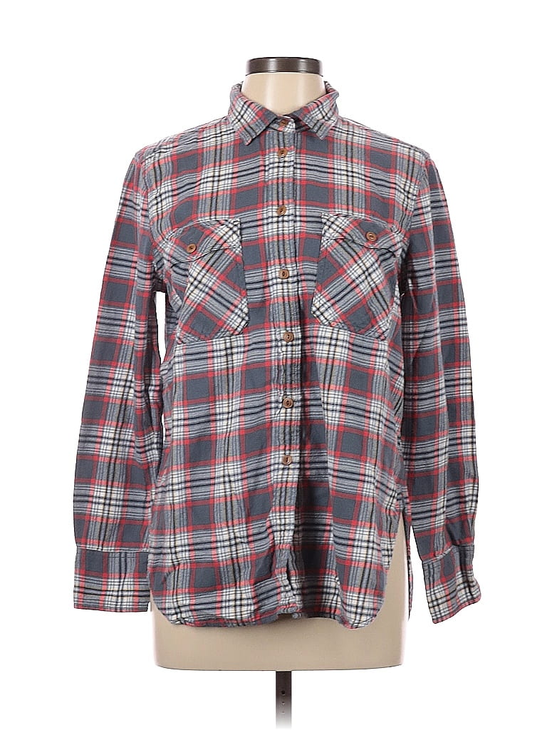 J.Crew 100% Cotton Plaid Red Long Sleeve Button-Down Shirt Size 12 - 88 ...