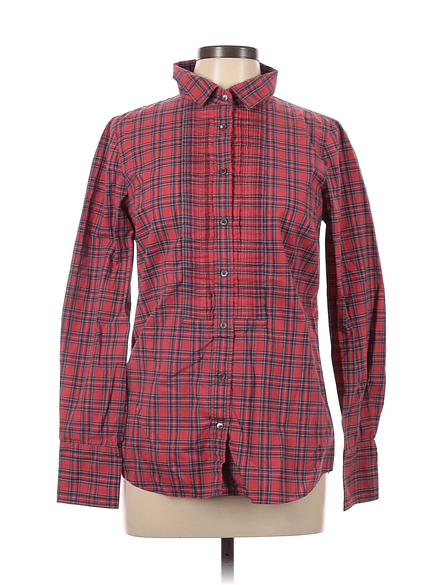 J.Crew 100% Cotton Plaid Red Long Sleeve Button-Down Shirt Size 12 - 88 ...