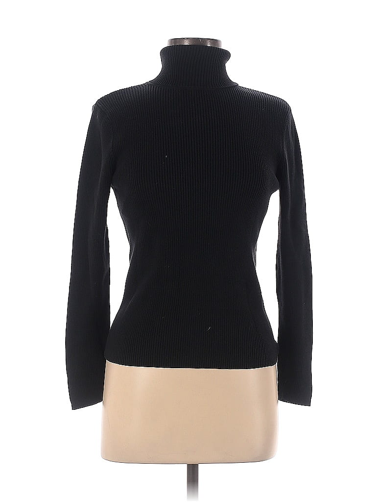 Moda International 100% Cotton Solid Black Turtleneck Sweater Size M ...