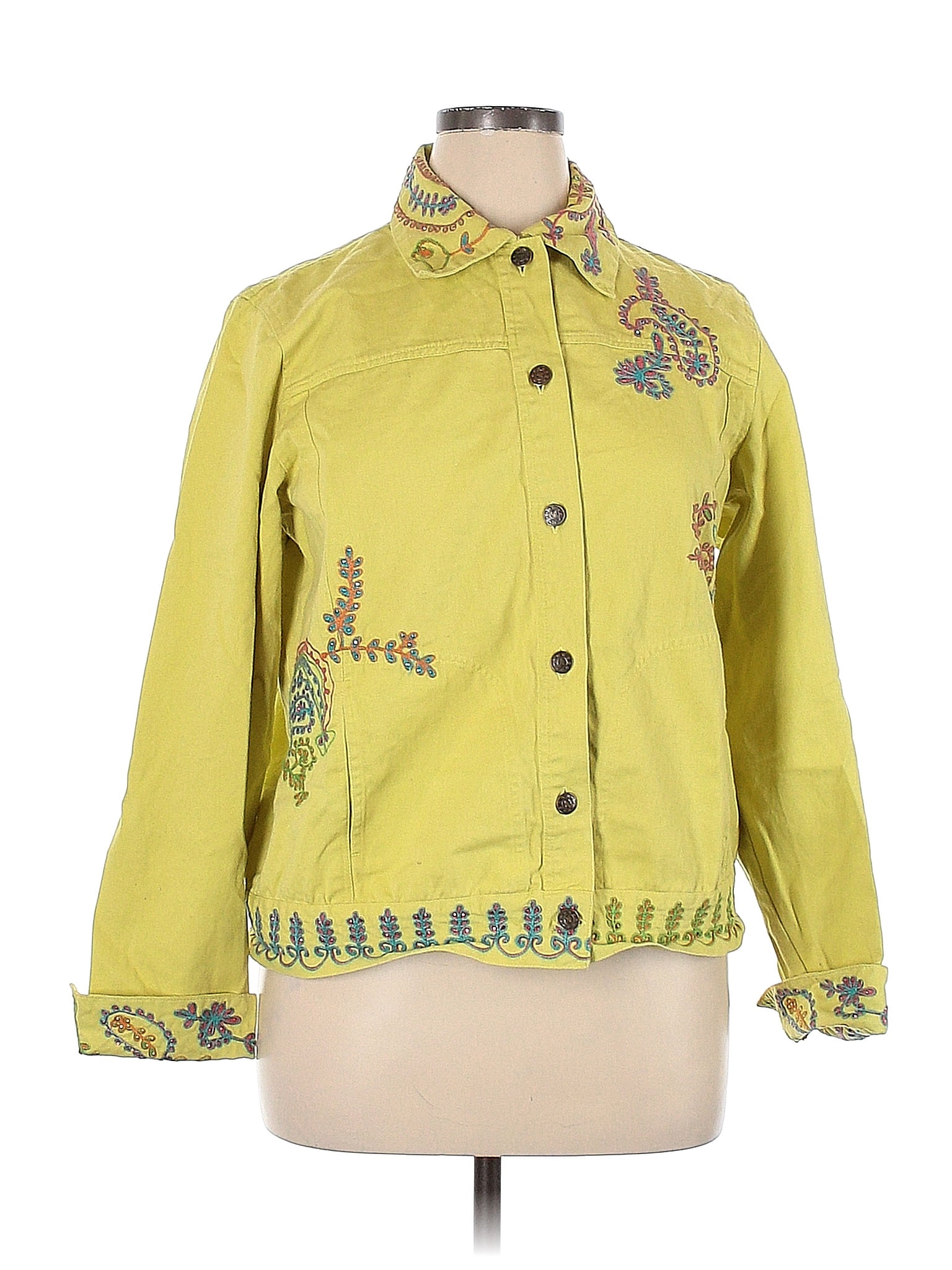 Veste Blazer Coldwater Creek Jaune Clair à Manches 3/4 - Taille 10 - Occasion Très Bon État