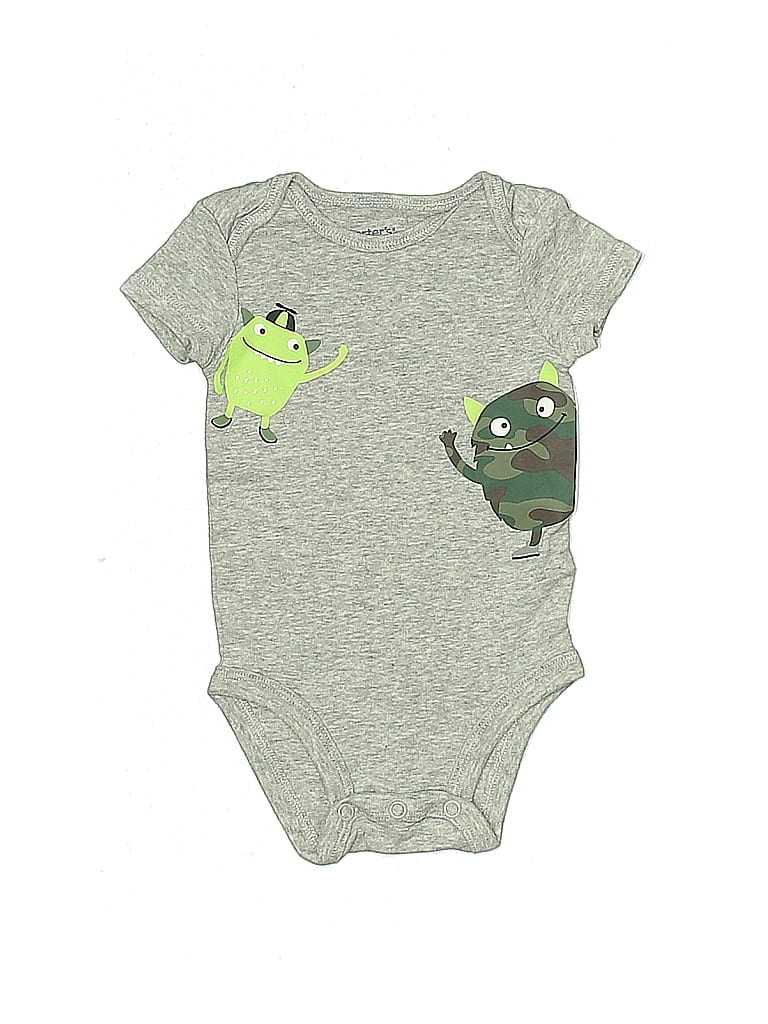 CARTER'S Pre-owned Babies' Short Sleeve Onesie In Gray