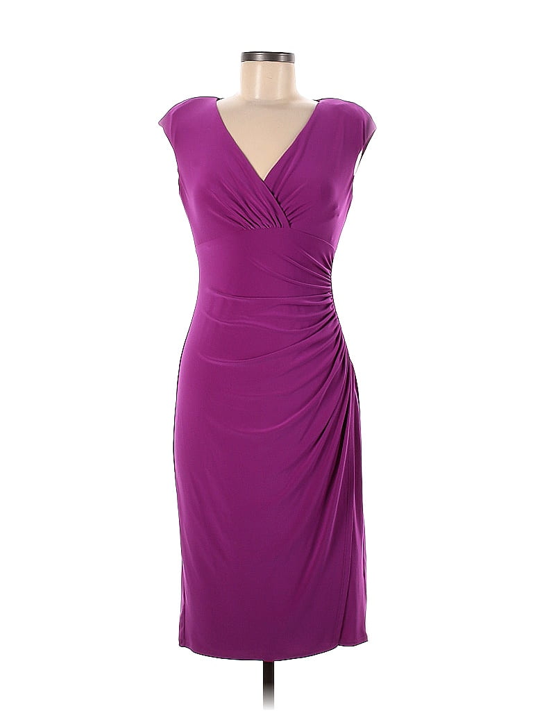 Lauren By Ralph Lauren Solid Purple Casual Dress Size 6 - 72% Off 