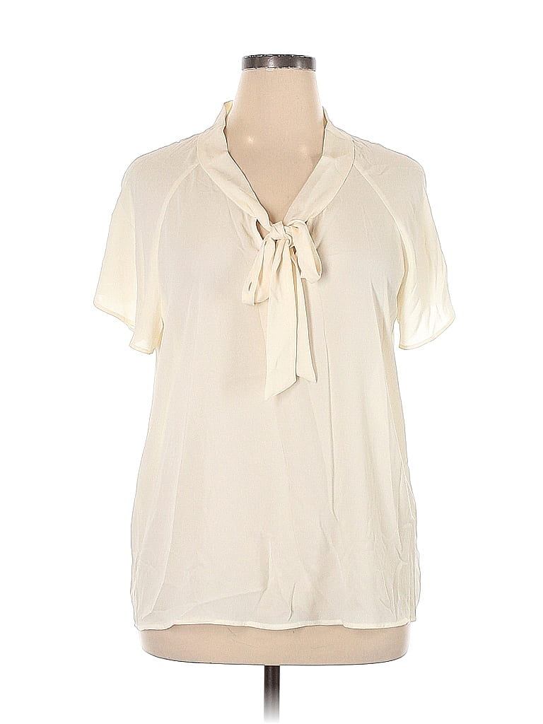 Pleione 100% Polyester Ivory Short Sleeve Blouse Size XL - 42% off ...