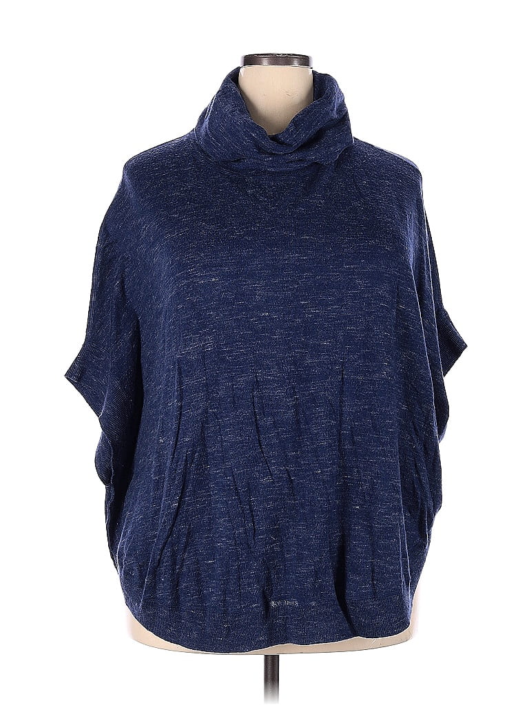 Talbots Marled Navy Blue Poncho Size 2X (Plus) - 77% off | thredUP