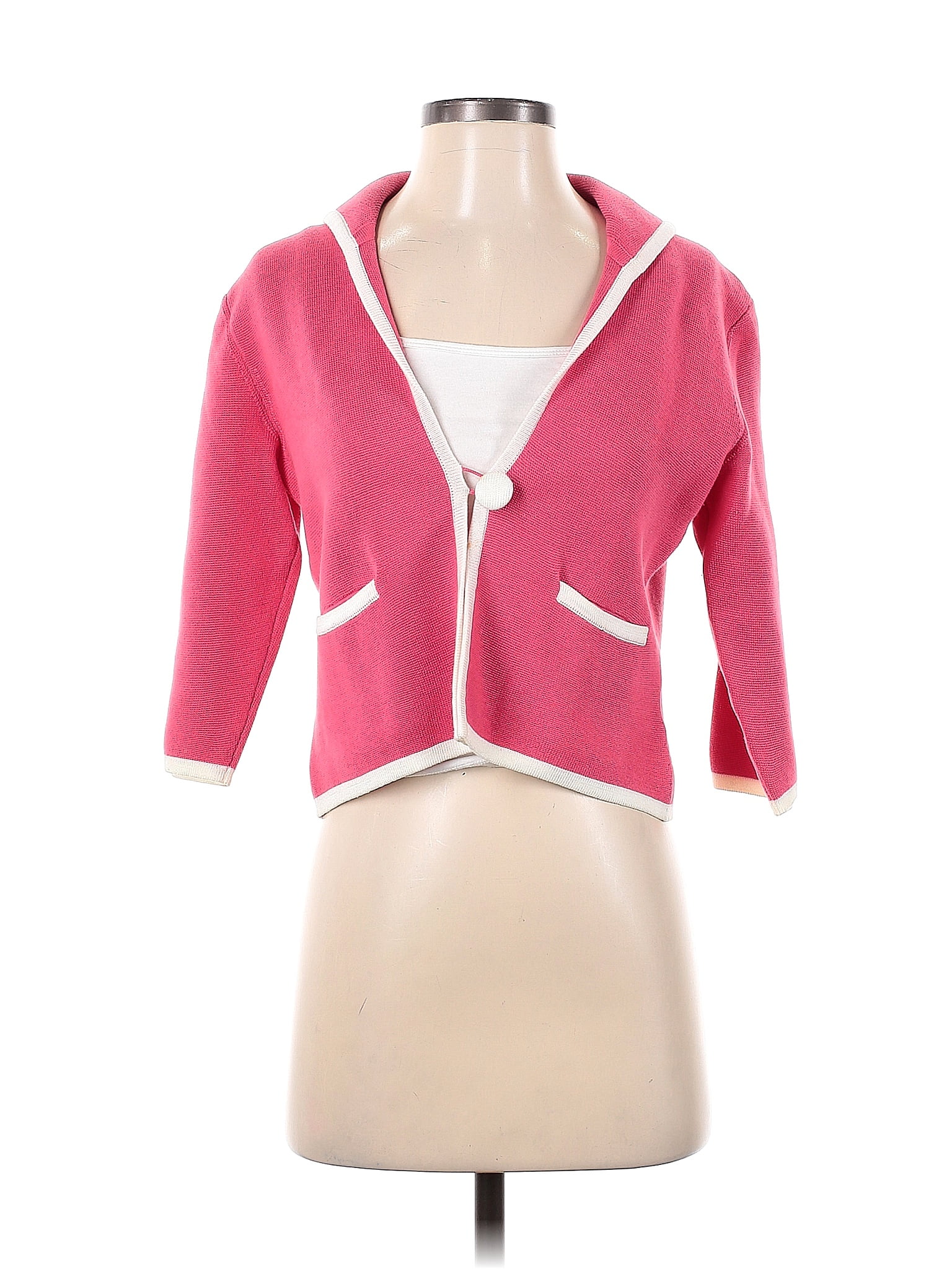 Lilly Pulitzer 100 Cotton Color Block Solid Pink Cardigan Size S 73