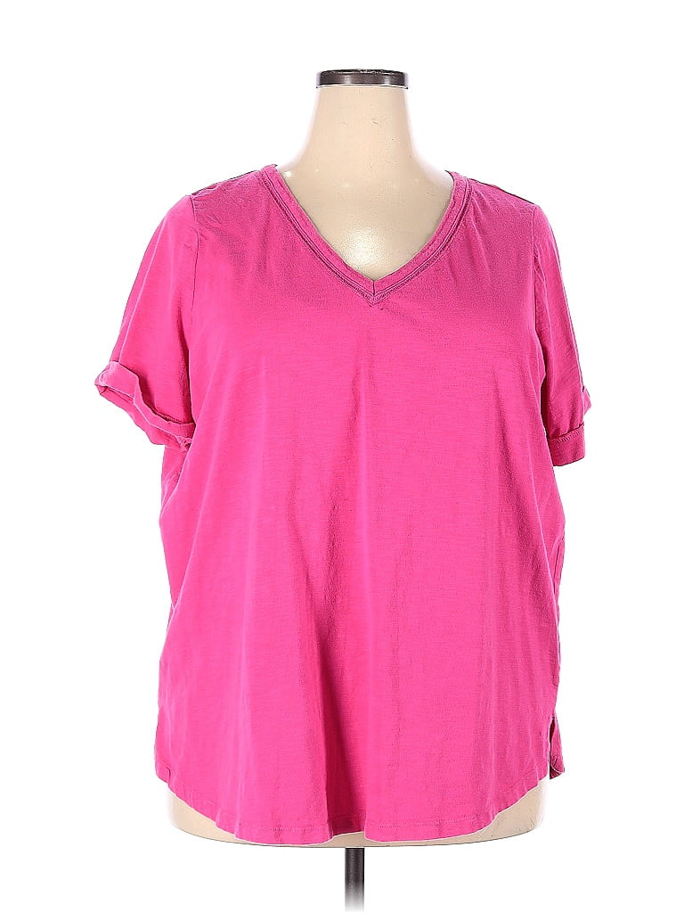 QVC Solid Pink Short Sleeve T-Shirt Size 2X (Plus) - 48% off | thredUP