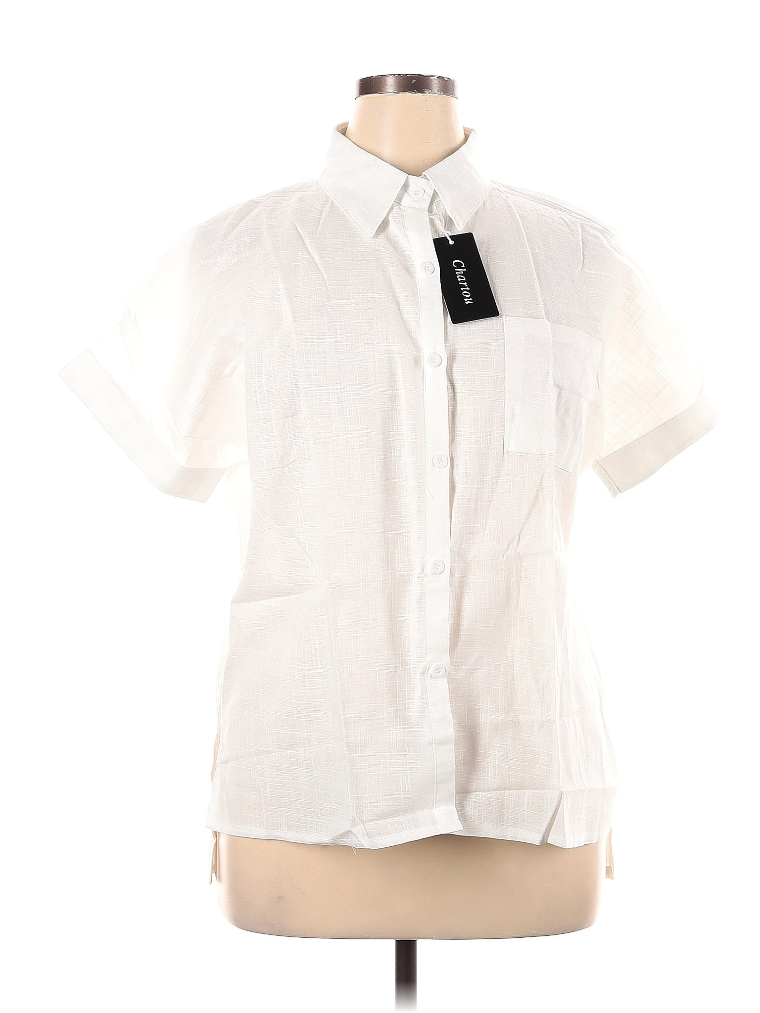 Chartou White Short Sleeve Button Down Shirt Size Xxl 55 Off Thredup